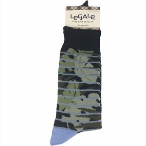 LeGale Leaf Crew Socks, Black, Green & Blue
